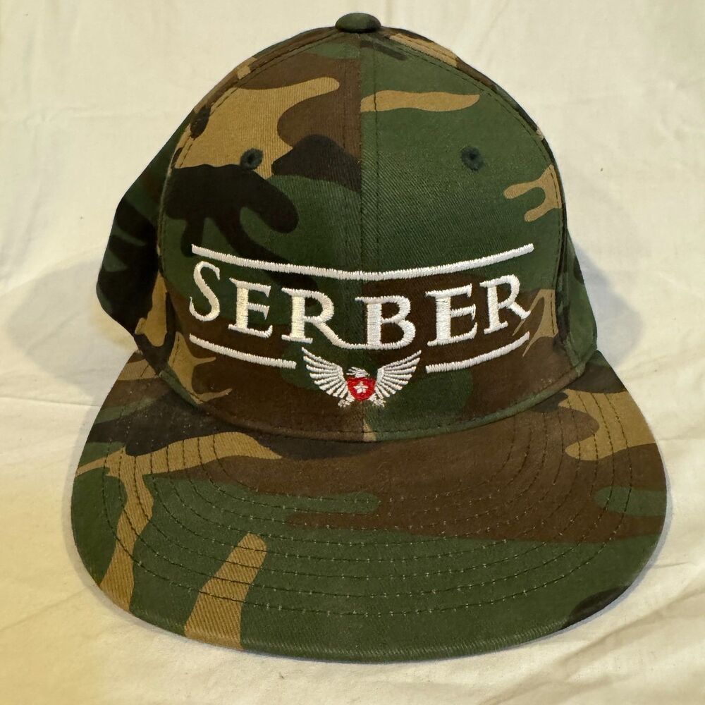 Pacific Headwear 8D5 D-Series Camo Hat Serber Fitted Cap Woodland Camouflage SM